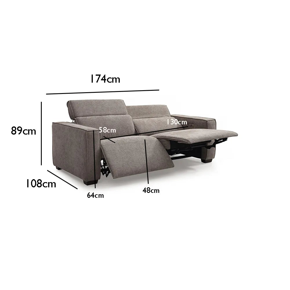 Prime 2 Seater Electric Laura Ashley Recliner Sofa in Mole Chenille