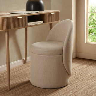 Primrose Dressing Table Black & Feather Storage Stool - Oatmeal