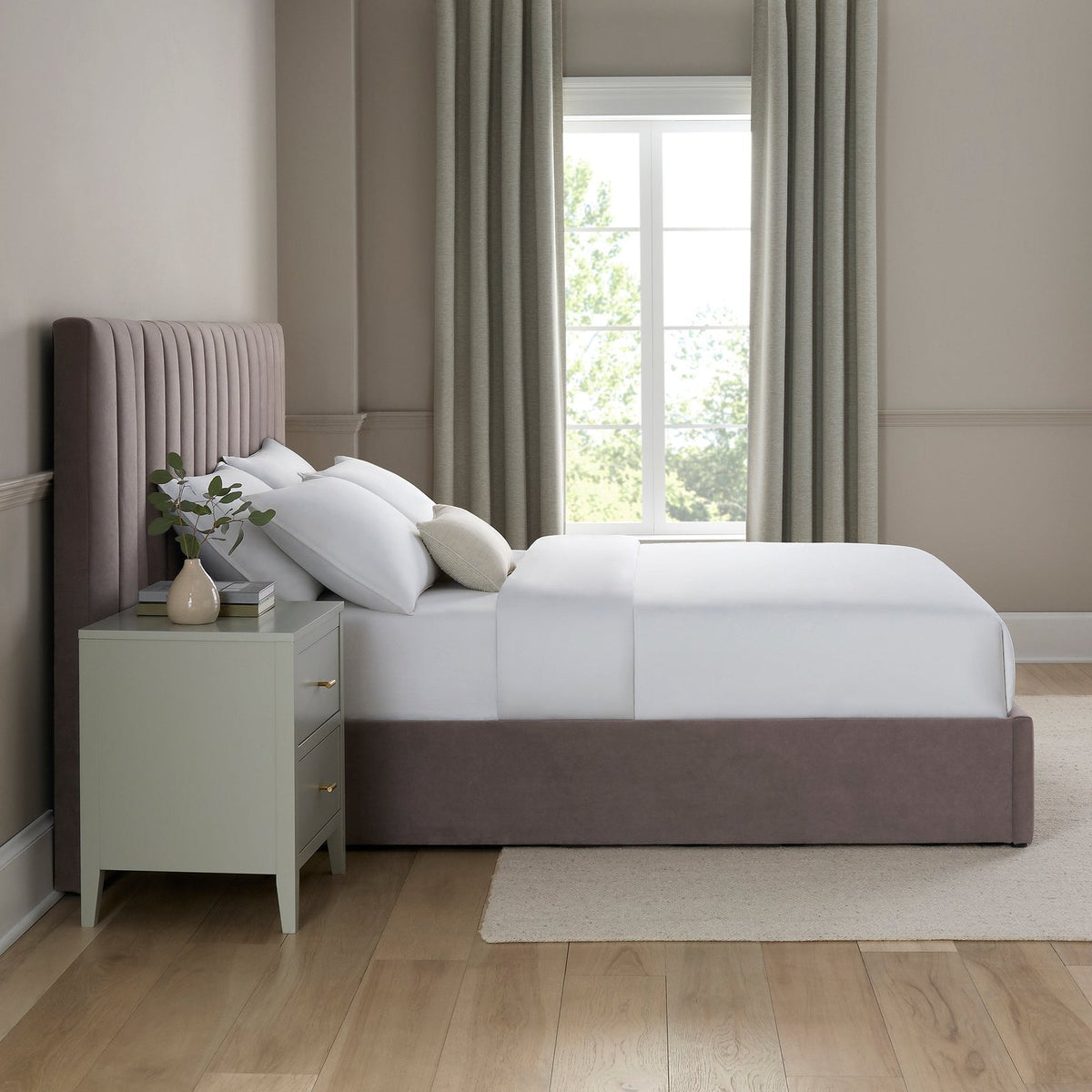 Providence Ottoman Black & Feather Bed - Taupe