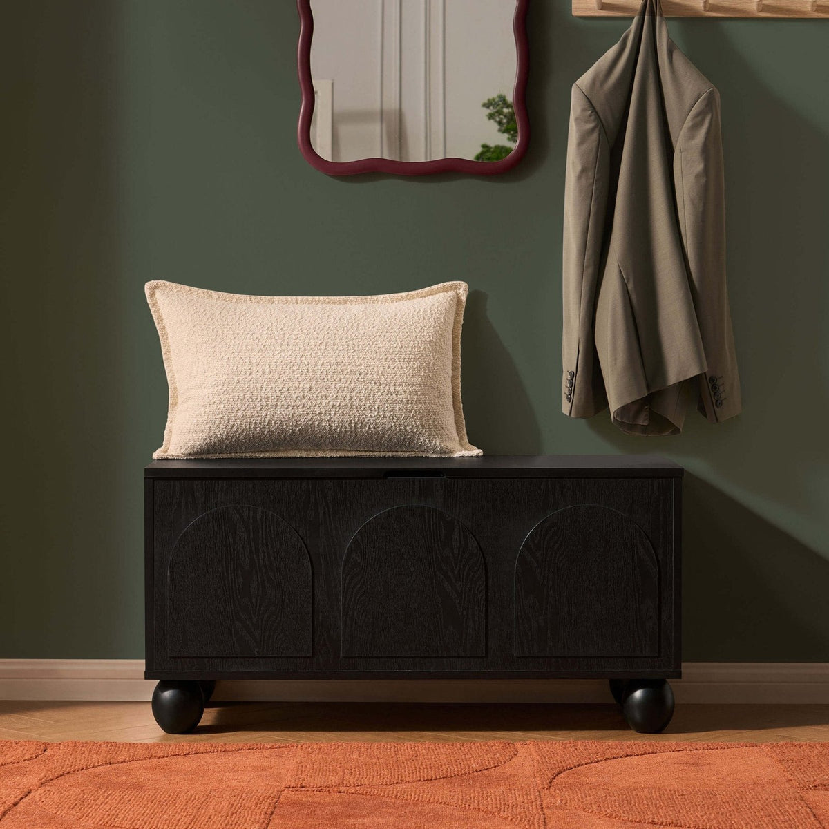 Rachel Arch Front Feather & Black Seated Storage - Black