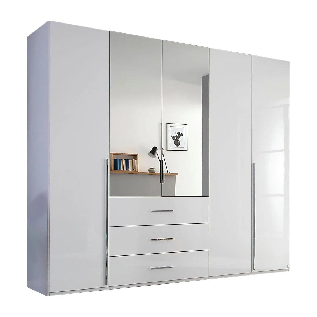 Rauch Montclar White High Gloss 5 Door Wardrobe with Drawers – Laura Ashley