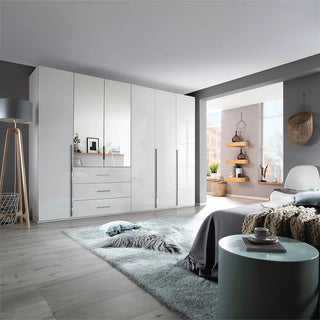 Rauch Montclar White High Gloss 6 Door Wardrobe with Drawers – Laura Ashley