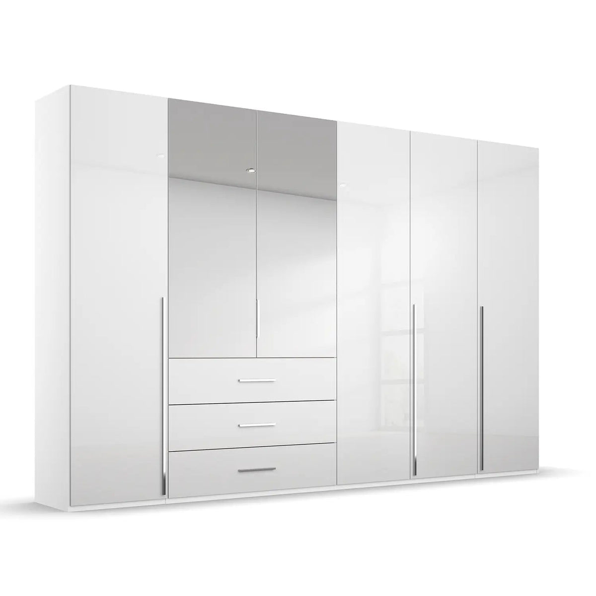 Rauch Montclar White High Gloss 6 Door Wardrobe with Drawers – Laura Ashley