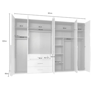 Rauch Montclar White High Gloss 6 Door Wardrobe with Drawers – Laura Ashley