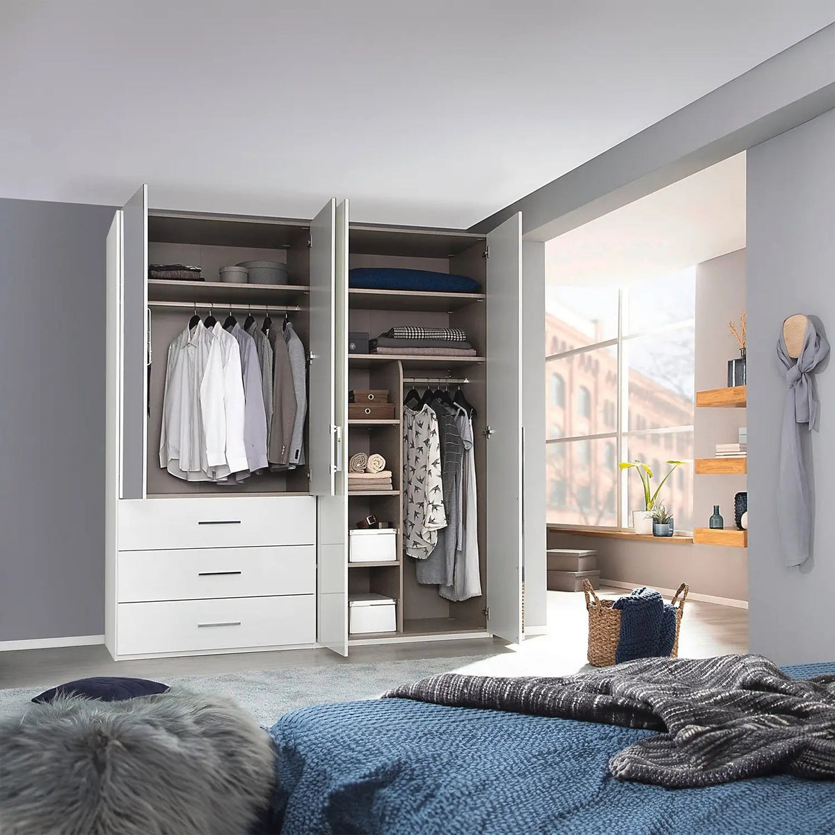 Rauch Montclar White High Gloss Laura & Ashley 4 Door Wardrobe with Drawers