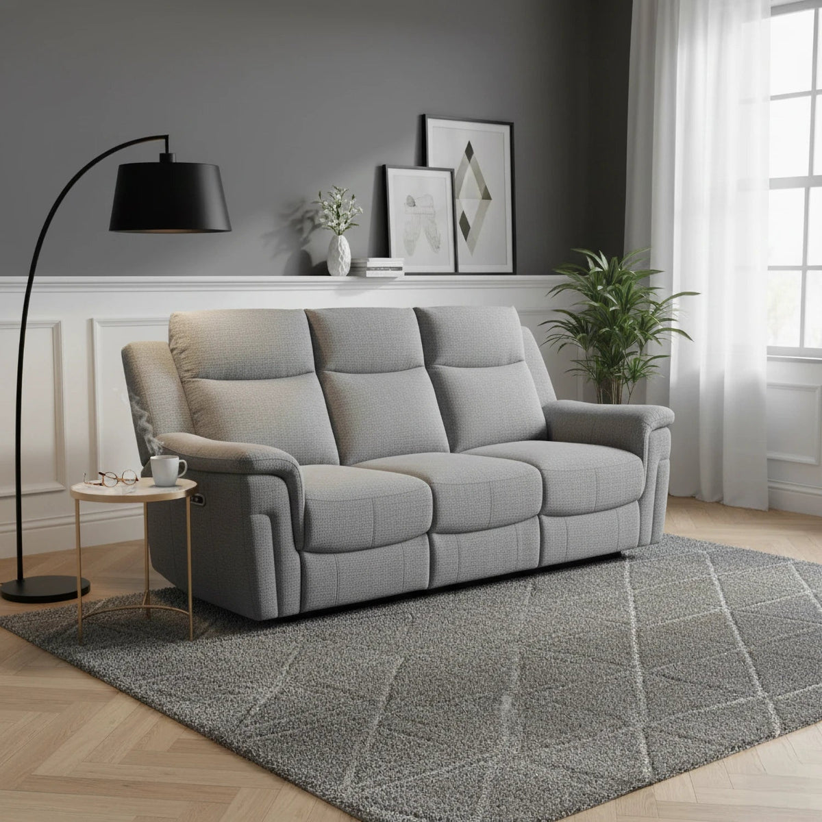 Raven Grey Textured Fabric 3 Seater Power Recliner Sofa – LauraAshley