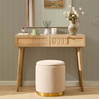 Raven Rattan Dressing Table with Drawers - Light Wood – Feather & Black