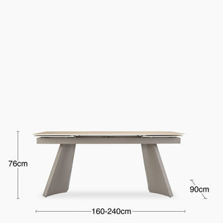 Renzo 6-10 Seat Rectangle Extendable Dining Table Laura Ashley | Natural Travertine Effect Sintered Stone & Brown