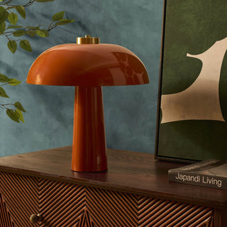 Retro Table Feather & Black Lamp - Orange