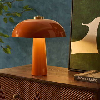 Retro Table Feather & Black Lamp - Orange