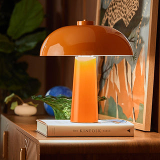 Retro Table Feather & Black Lamp - Orange