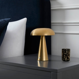 Riley Domed LED Rechargeable Wireless Lamp - Gold – Black & Feather