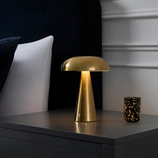 Riley Domed LED Rechargeable Wireless Lamp - Gold – Black & Feather