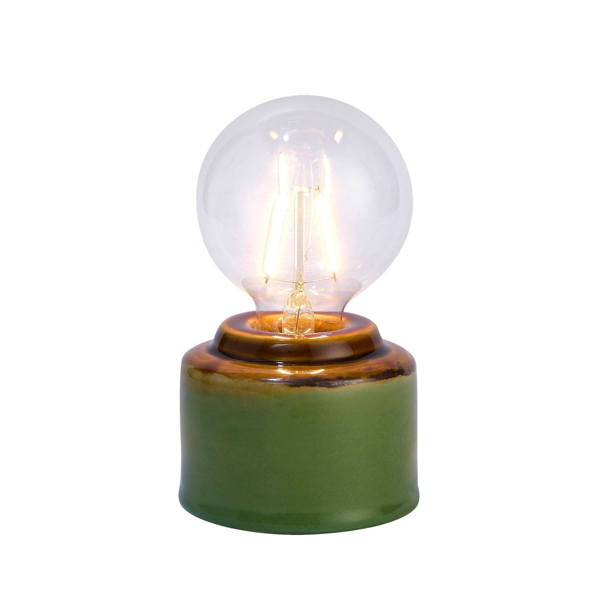 Robin Reactive Glaze Ceramic Bulb Table Lamp - Green/Brown – Feather & Black