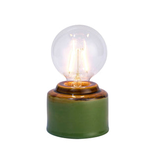 Robin Reactive Glaze Ceramic Bulb Table Lamp - Green/Brown – Feather & Black