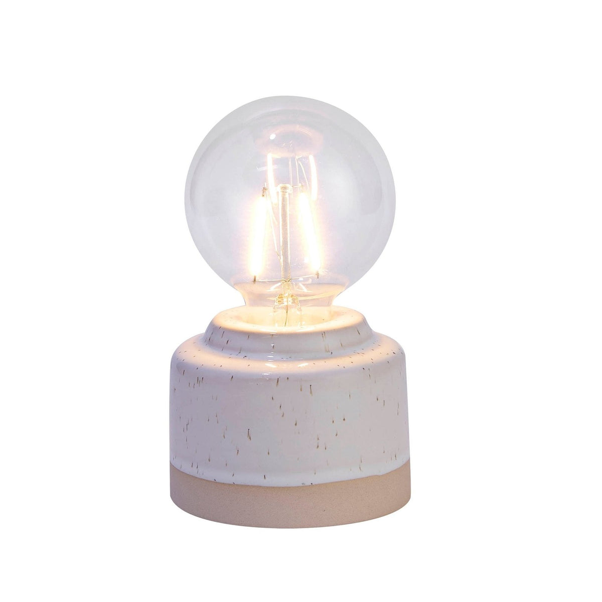 Robin Reactive Glaze Ceramic Feather & Black Bulb Table Lamp - Cream