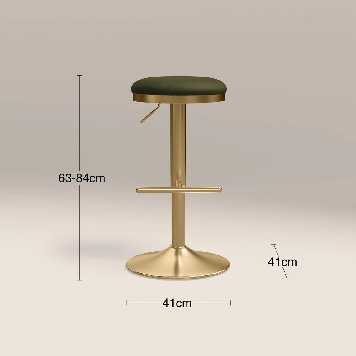 Romy Adjustable Stool | Olive Laura Ashley UK Green Sustainable Velvet & Brass