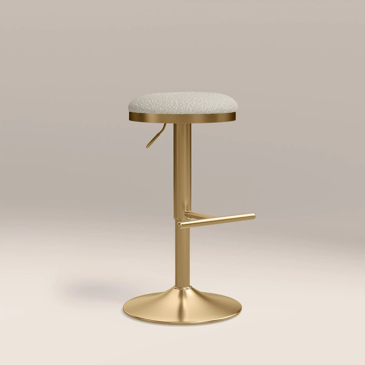 Romy Adjustable Stool | Speckled Laura Ashley Stone Sustainable Boucle & Brass