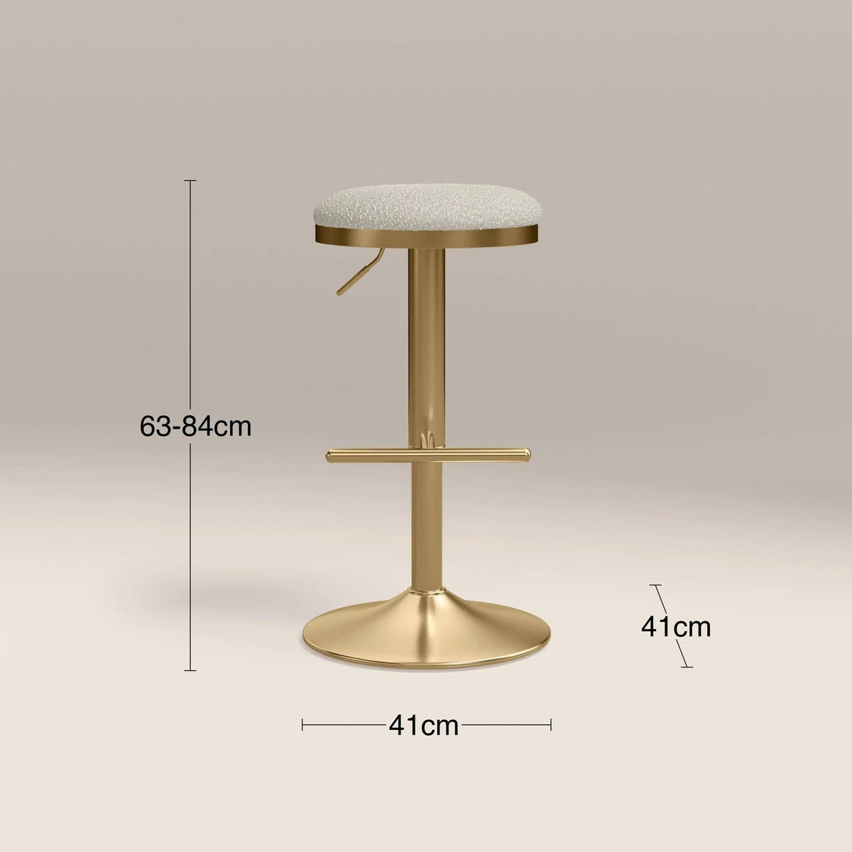 Romy Adjustable Stool | Speckled Laura Ashley Stone Sustainable Boucle & Brass