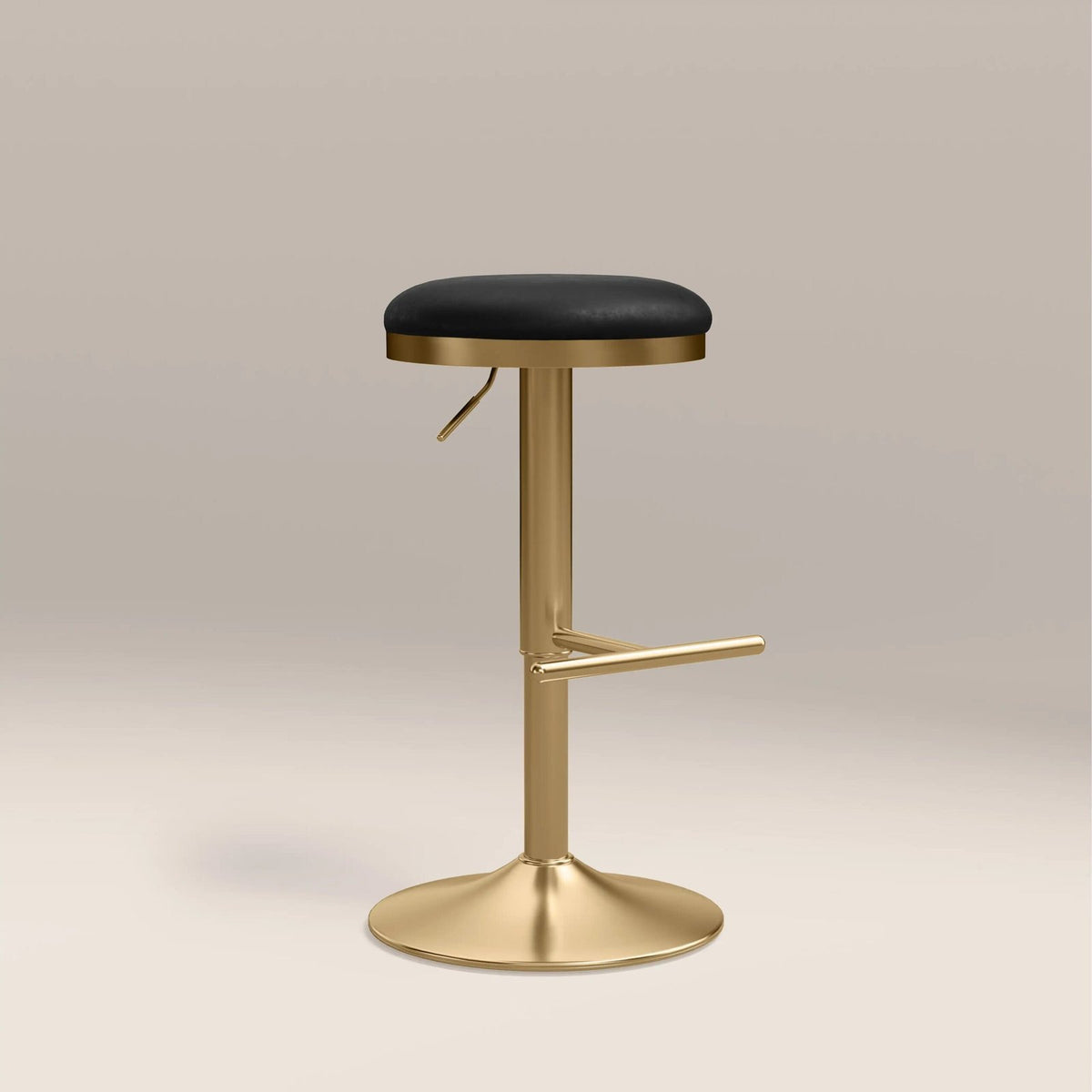 Romy Adjustable Stool | Vintage Black Faux Leather & Brass – Laura Ashley