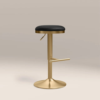 Romy Adjustable Stool | Vintage Black Faux Leather & Brass – Laura Ashley