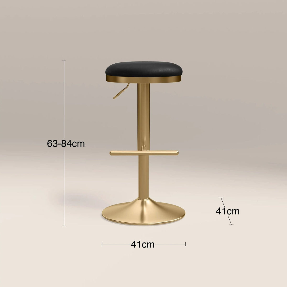 Romy Adjustable Stool | Vintage Black Faux Leather & Brass – Laura Ashley