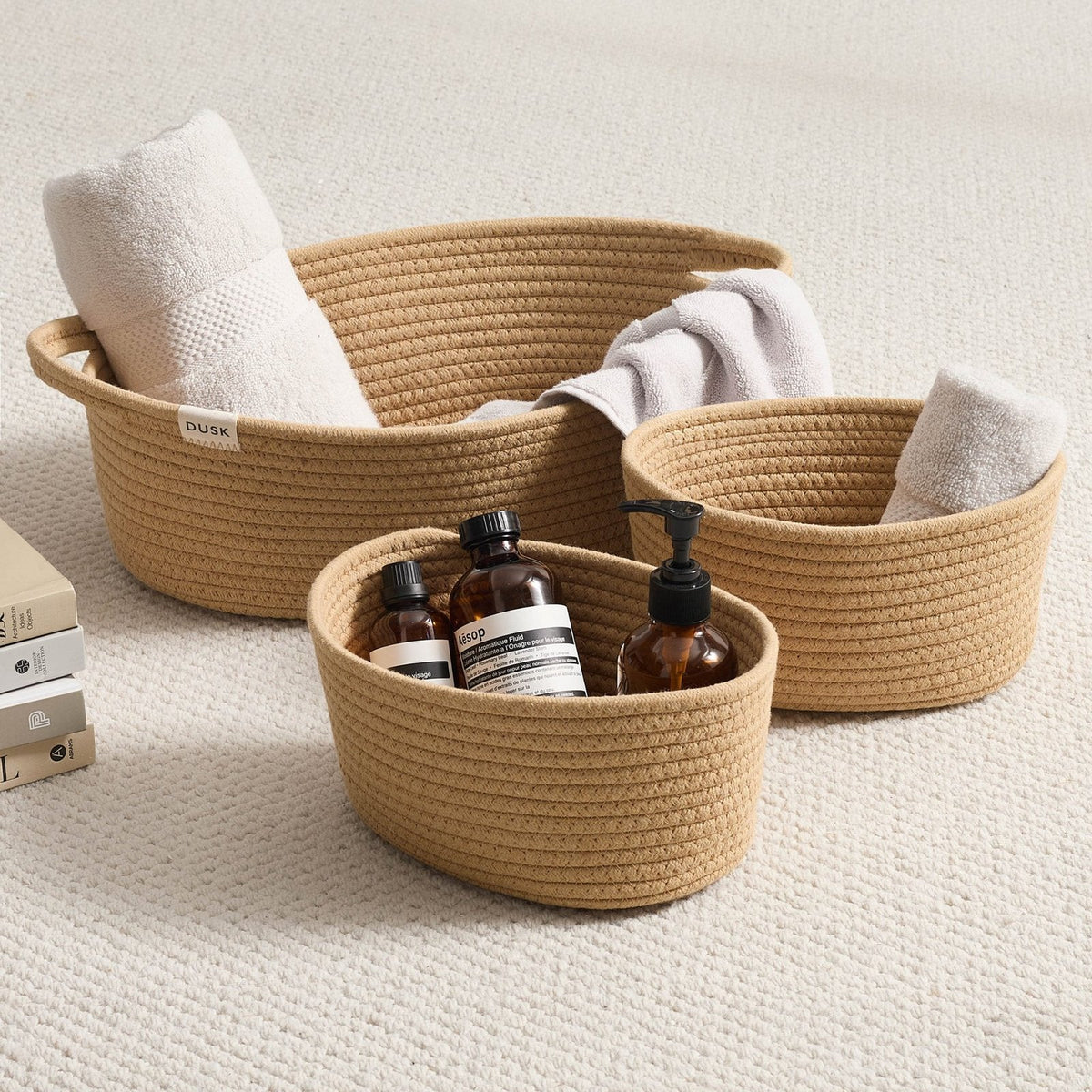 Rope Storage Cube Feather & Black Set - Natural