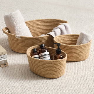 Rope Storage Cube Feather & Black Set - Natural