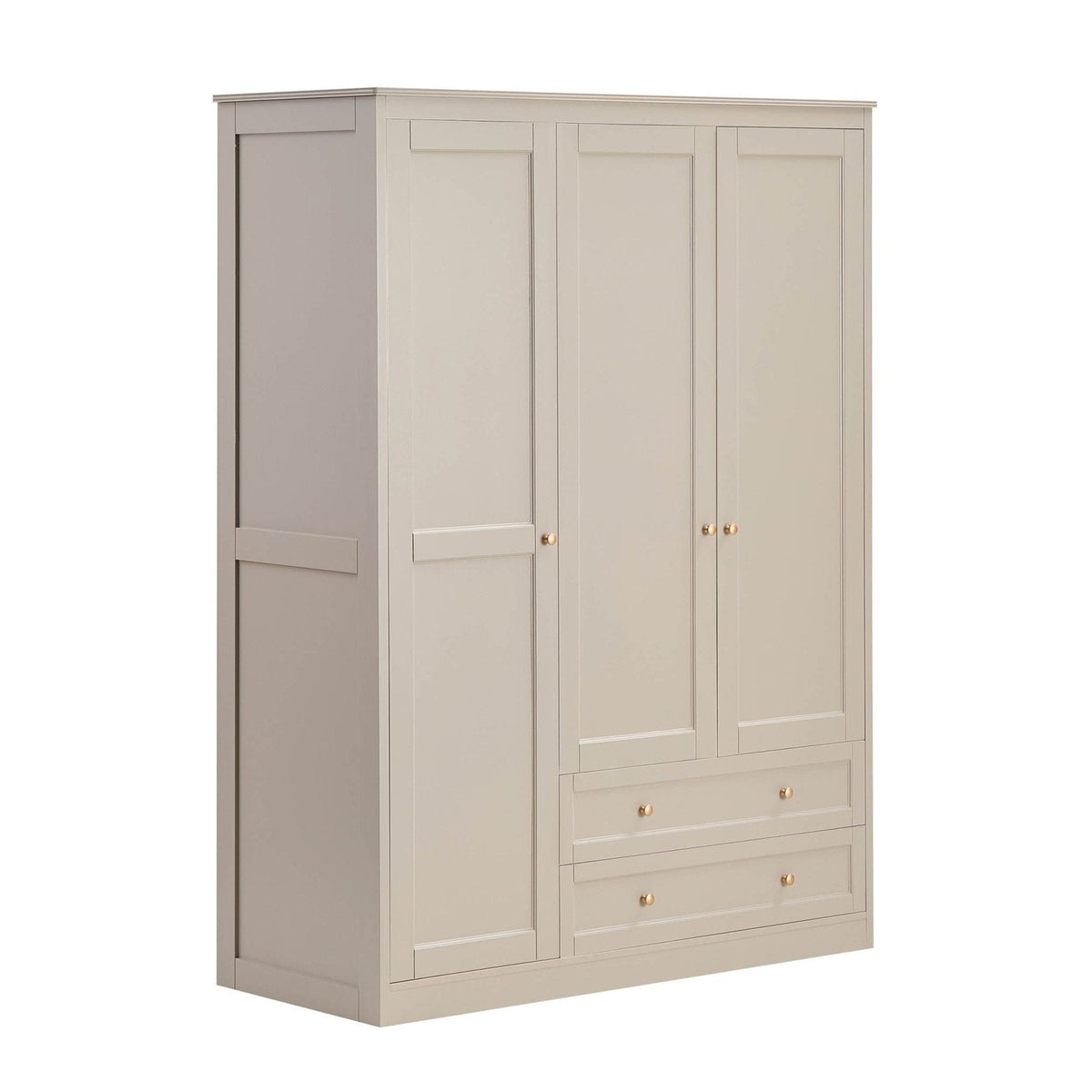 Ruby 3 Door Wardrobe Black & Feather with Drawers - Taupe
