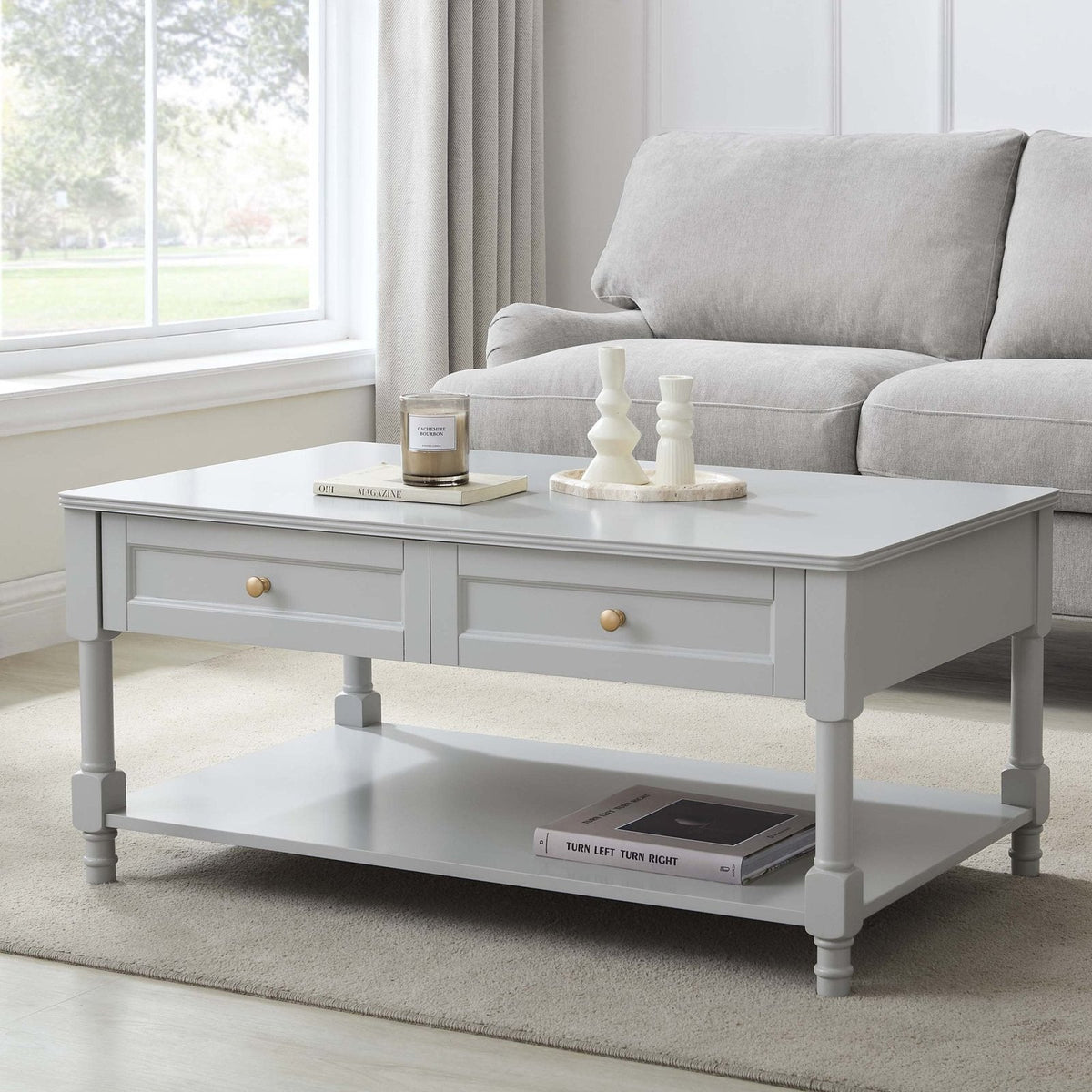 Ruby Coffee Table Feather & Black - Light Grey