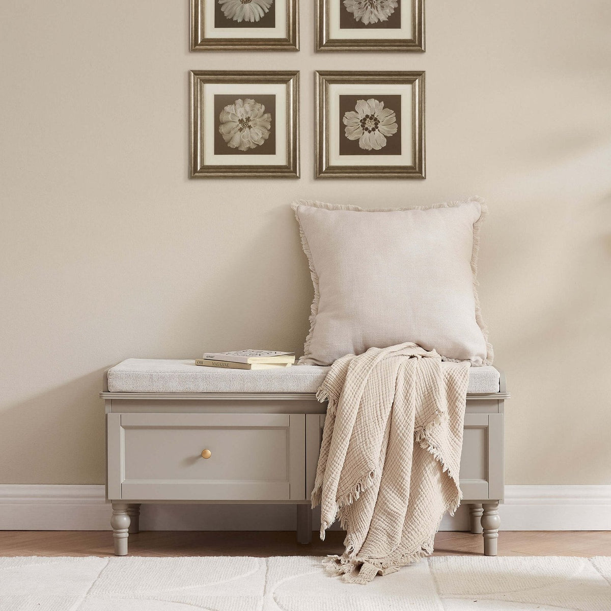 Ruby Storage Cupboard With Seat - Taupe – Feather & Black