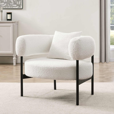 Sabrina Boucle Accent Chair - Off White – Black & Feather