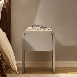 Samira Side Feather & Black Table - Taupe