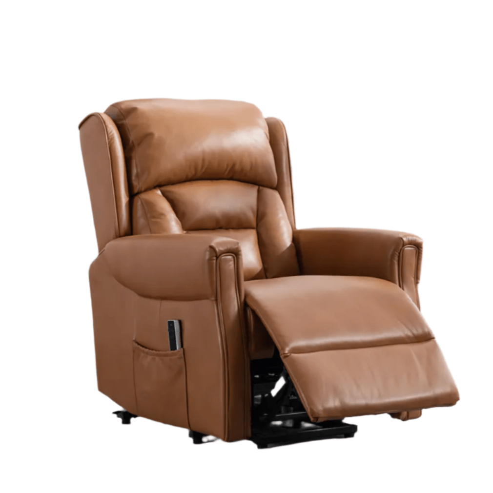 Sandringham Camel Leather Lift Laura Ashley & Tilt Recliner (Dual Motor)