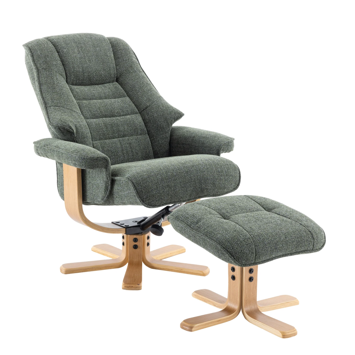 Scandi Fabric Swivel LauraAshley Recliner Chair with Footstool