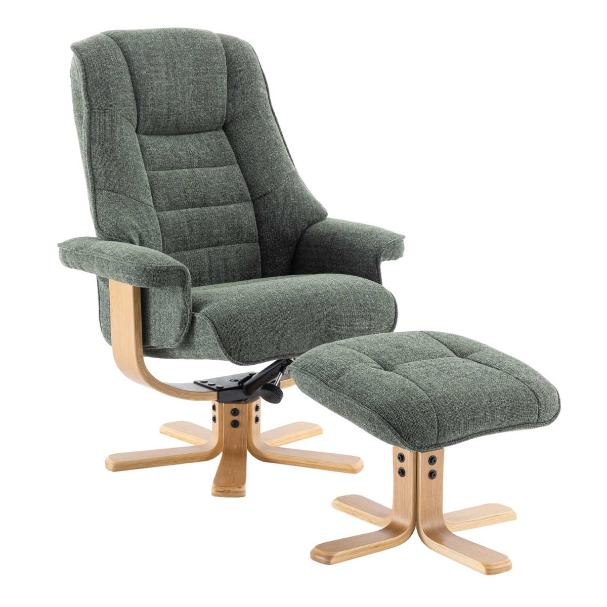 Scandi Fabric Swivel LauraAshley Recliner Chair with Footstool