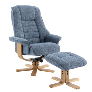 Scandi Fabric Swivel LauraAshley Recliner Chair with Footstool