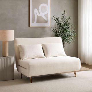 Seattle Double Click Clack Black & Feather Sofa Bed - Teddy Cream