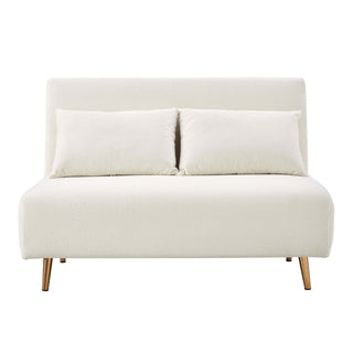 Seattle Double Click Clack Black & Feather Sofa Bed - Teddy Cream