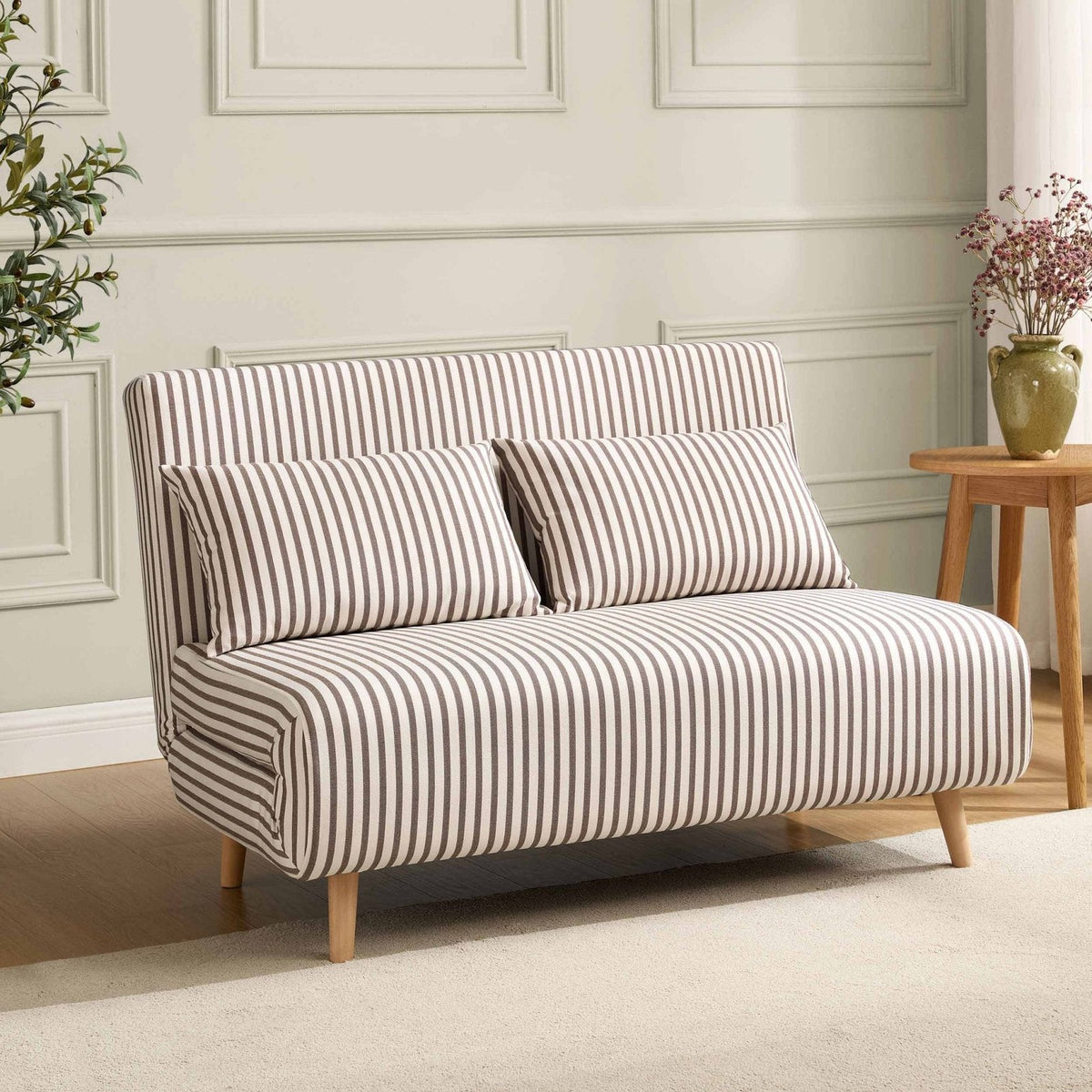 Seattle Double Click Clack Feather & Black Sofa Bed - Chocolate Stripe