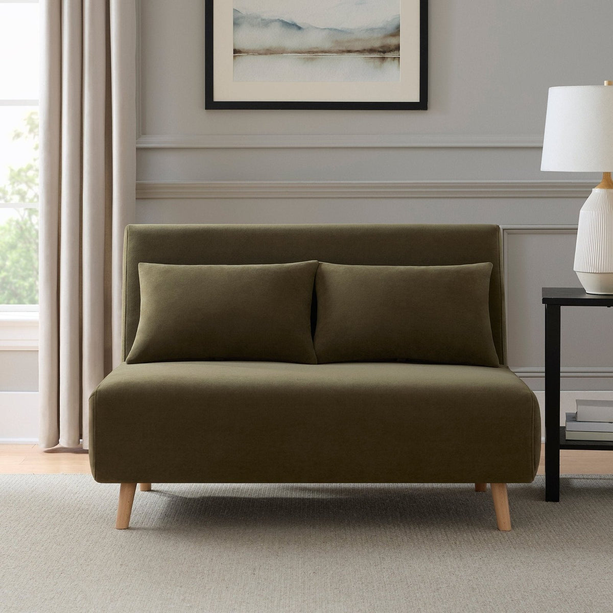 Seattle Double Click Clack Sofa Bed - Olive Green – Feather & Black