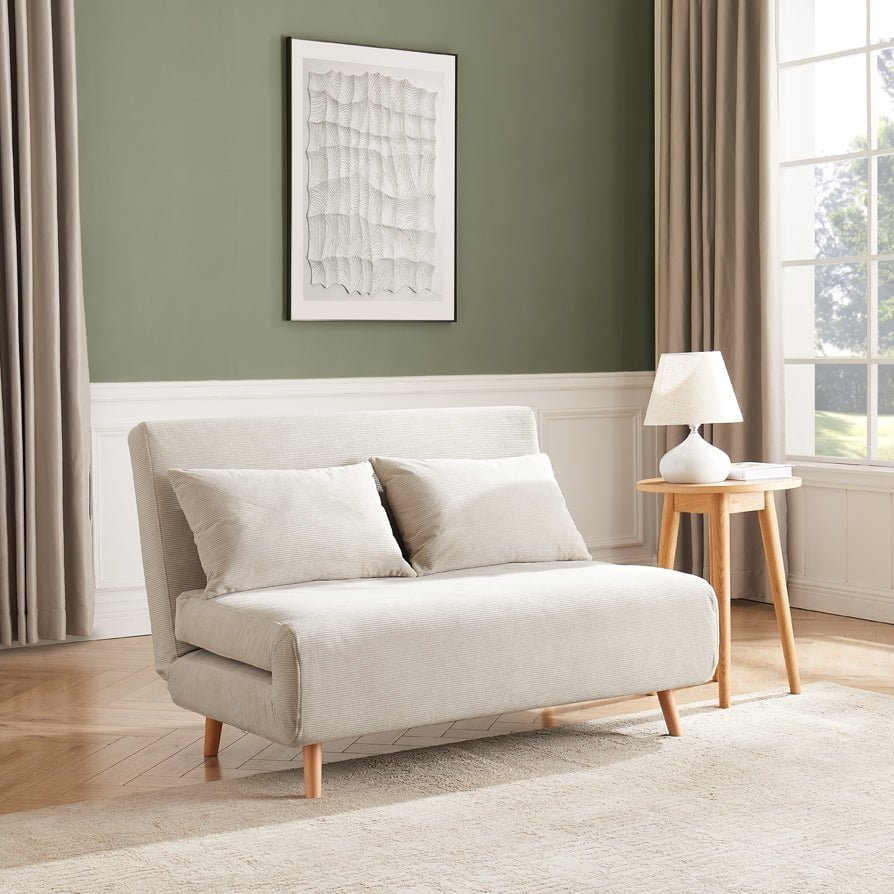 Seattle Double Click Clack Sofa Black & Feather Bed - Corduroy - Pebble