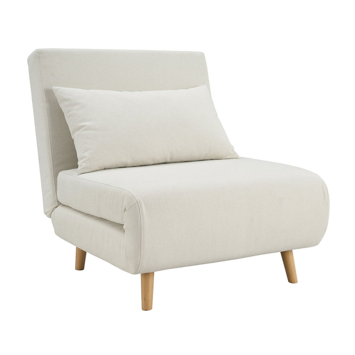 Seattle Single Click Clack Black & Feather Sofa Bed - Cream Linen