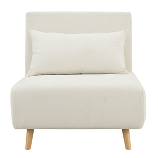 Seattle Single Click Clack Black & Feather Sofa Bed - Cream Linen