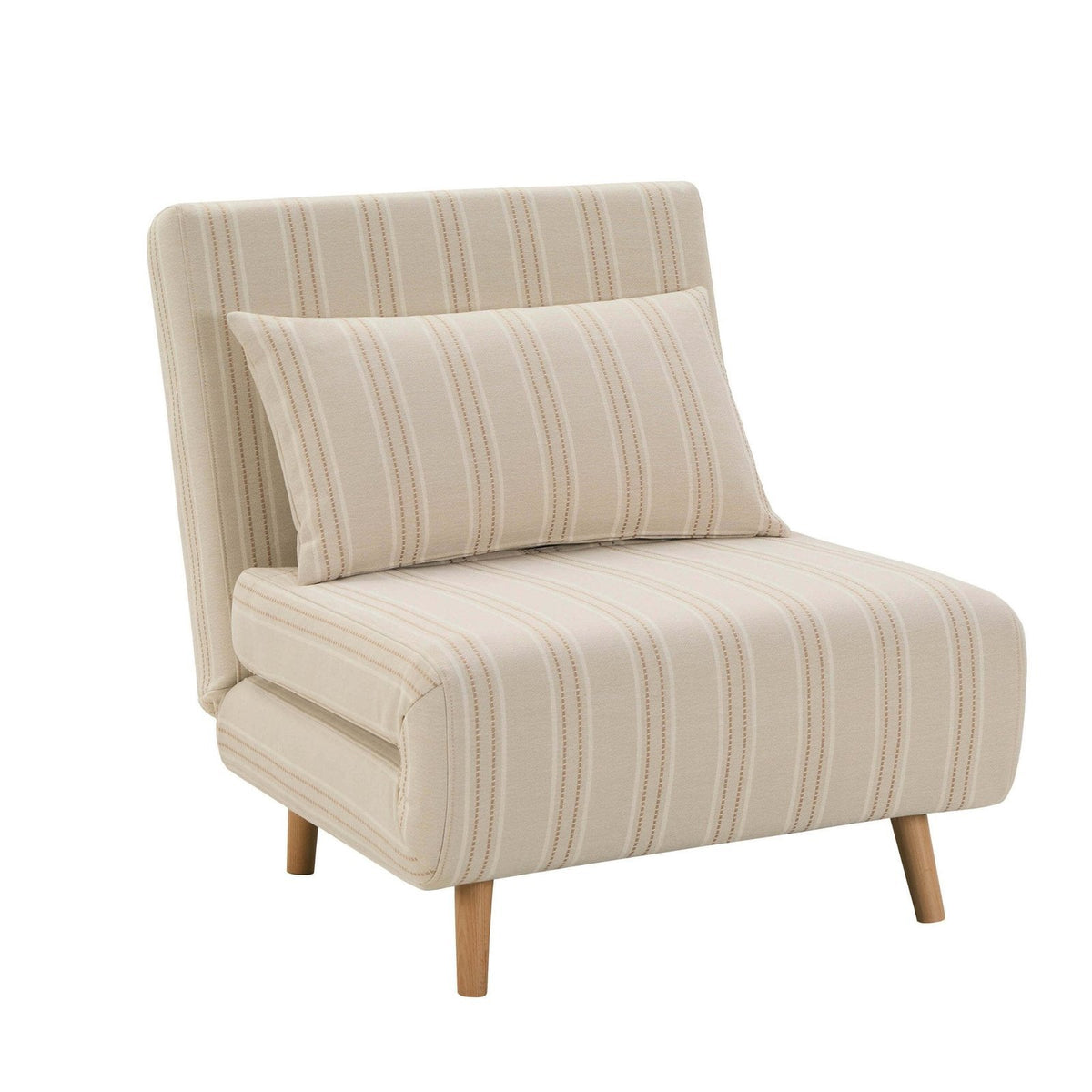 Seattle Single Click Clack Sofa Bed - Natural Stitched Stripe – Feather & Black