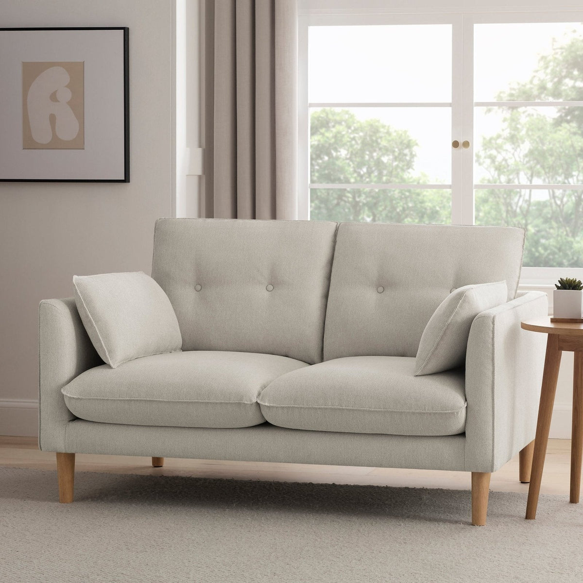 Shoreditch 2 Seater Feather & Black Sofa - Natural