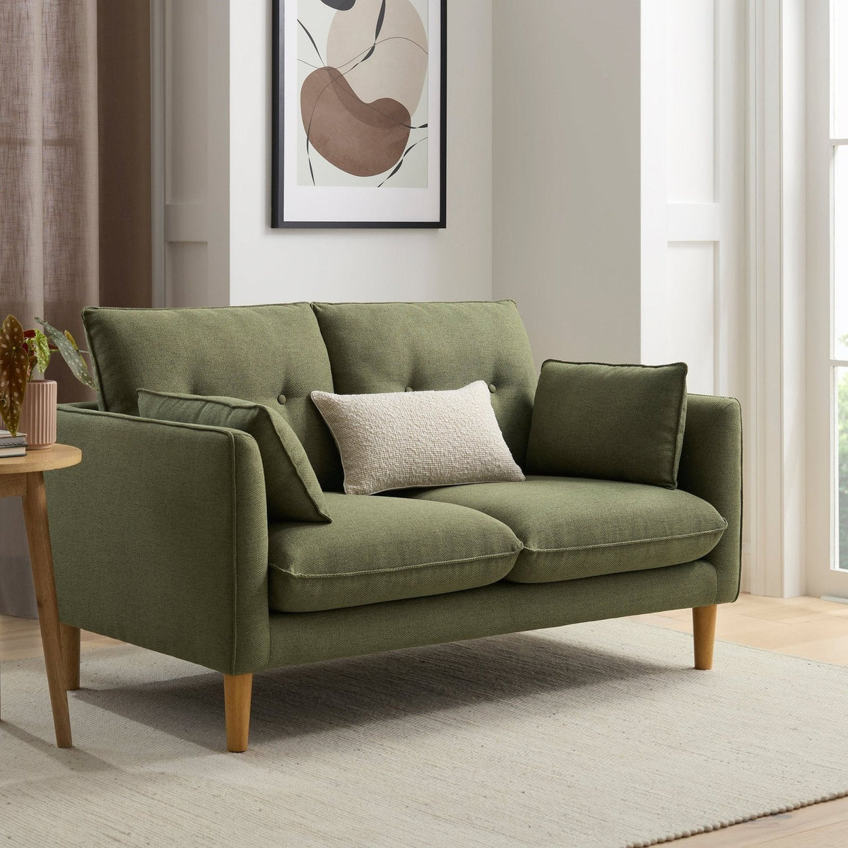 Shoreditch 2 Seater Sofa - Woven Green – Feather & Black
