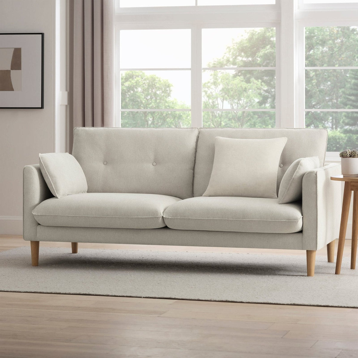 Shoreditch 3 Seater Feather & Black Sofa - Natural