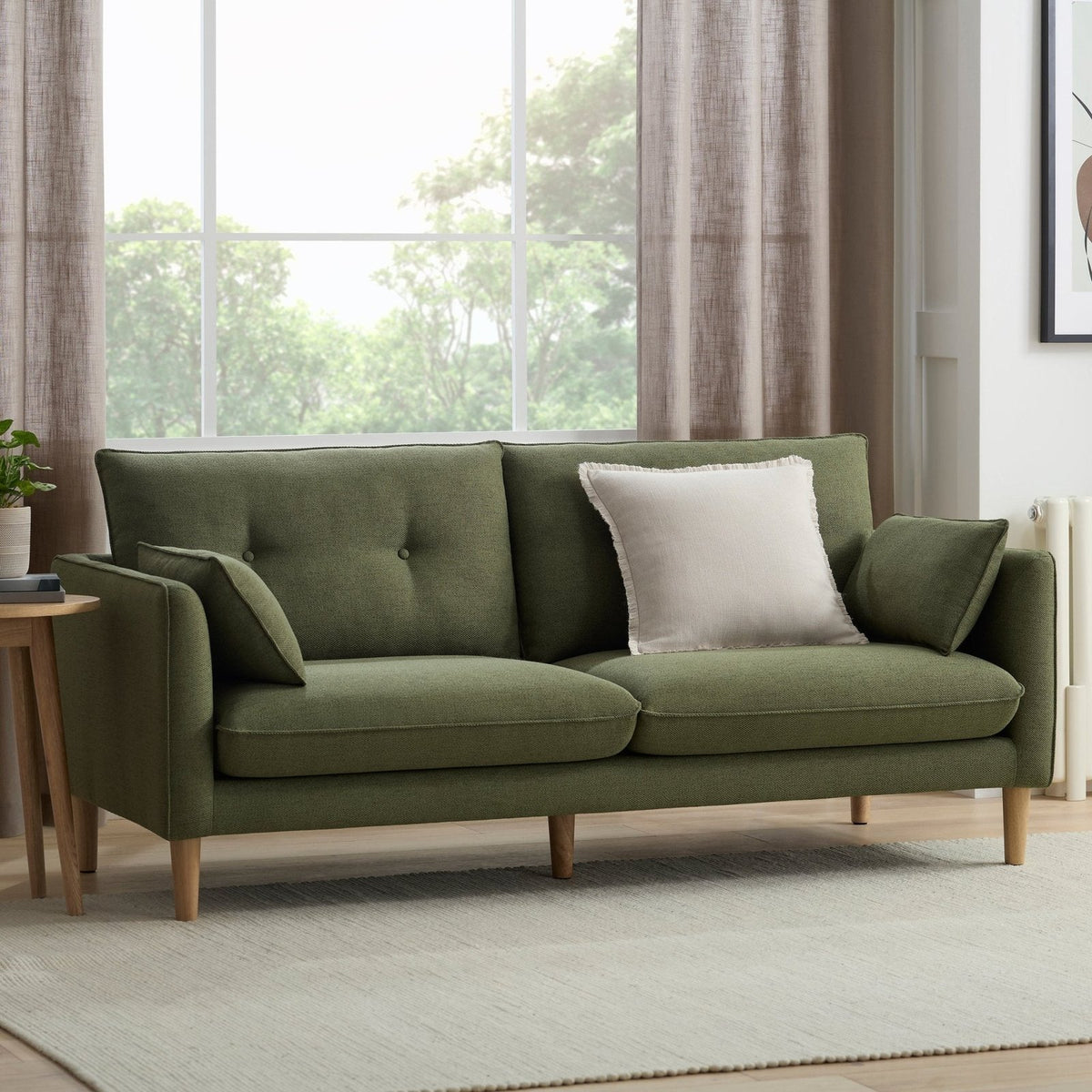 Shoreditch 3 Seater Sofa - Woven Green – Feather & Black