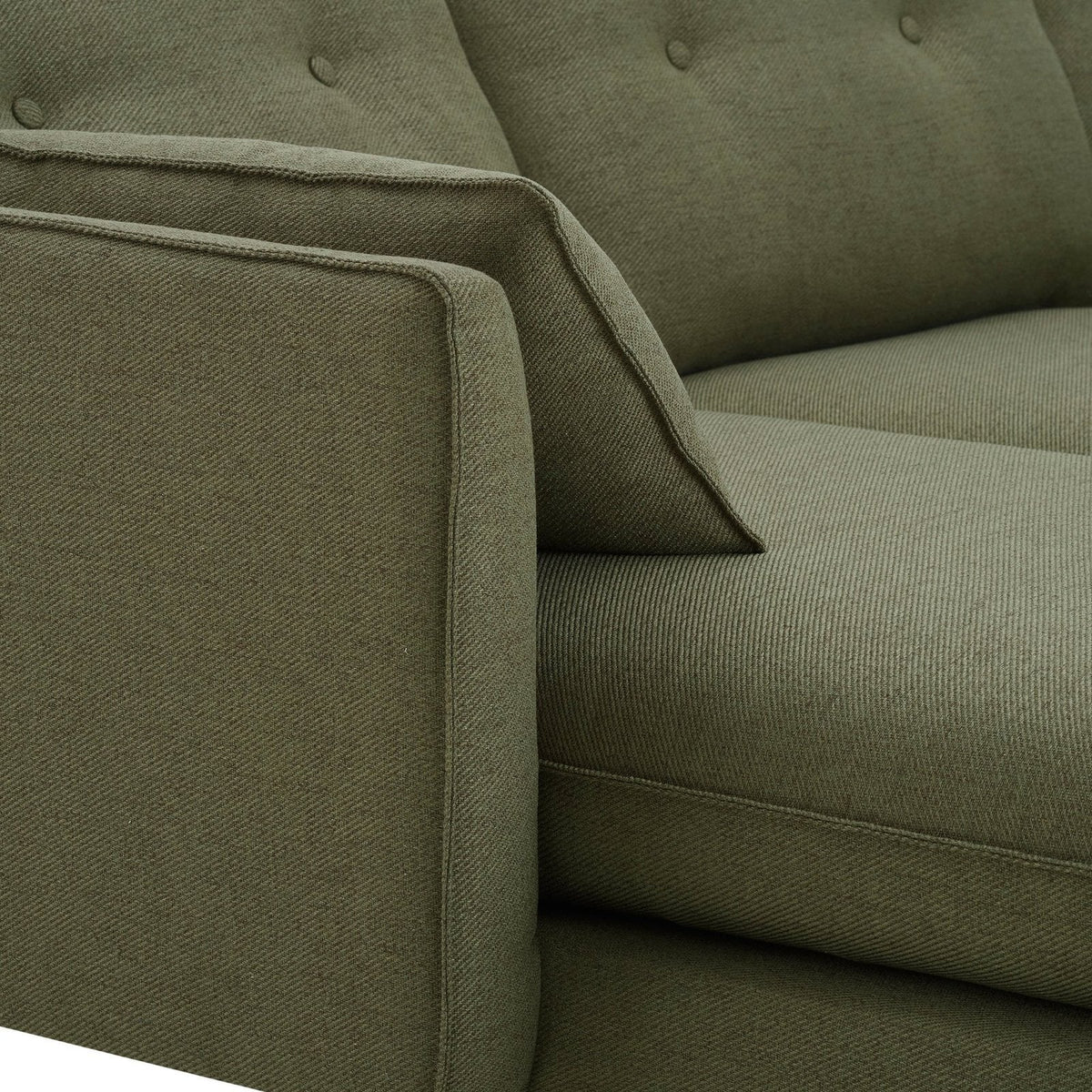 Shoreditch Left Hand Chaise Black & Feather Sofa - Woven Green